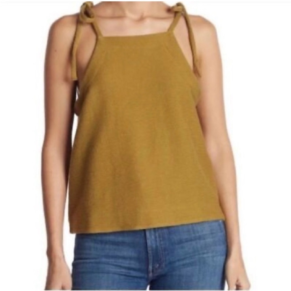 Madewell Tie Shoulder Tank Top Tan Size Medium Ribbed